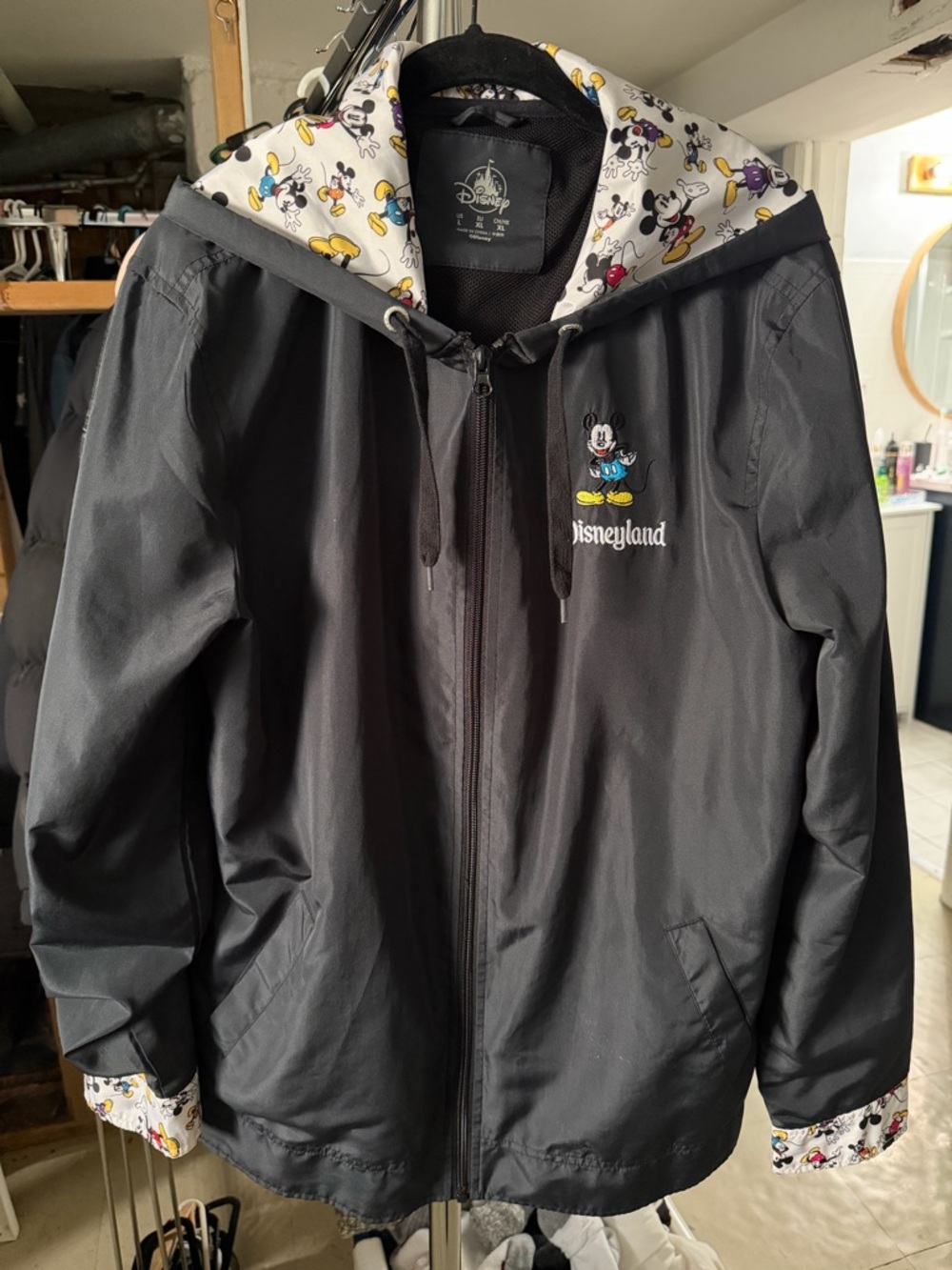 Disney Black Hooded Mickey Jacket with Printed Lined Hood